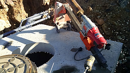 core drilling a concrete wall